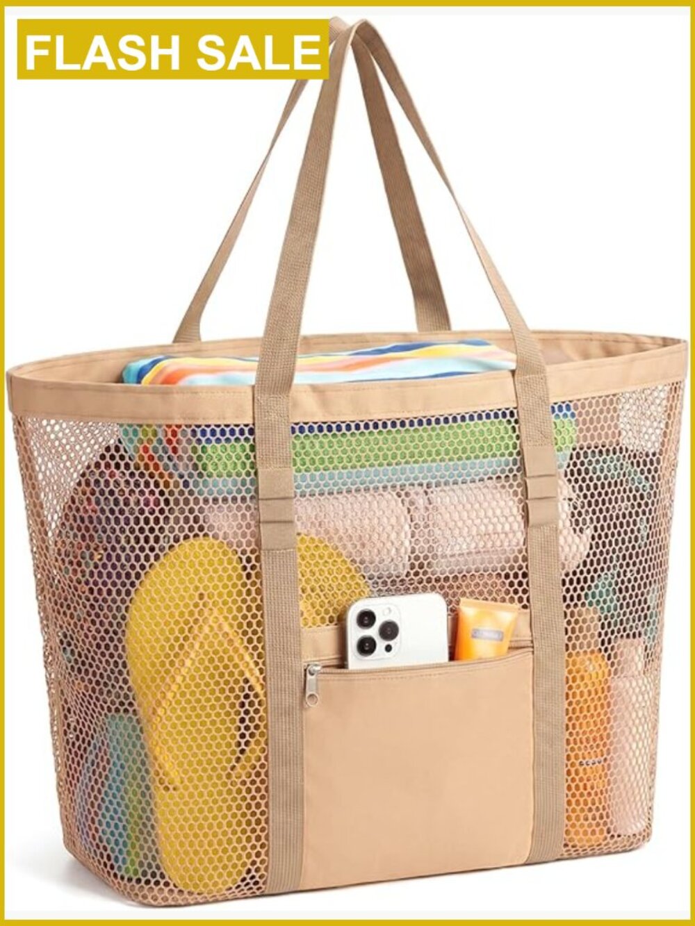 Mesh Beach Bag Tote - Lightweight Travel & Vacation Essentials